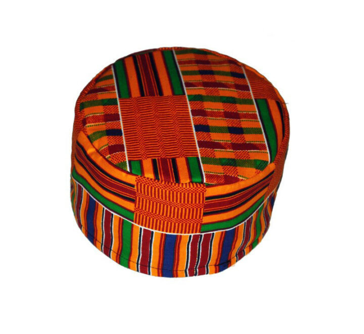 green/orange african kente kufi for mwn and women