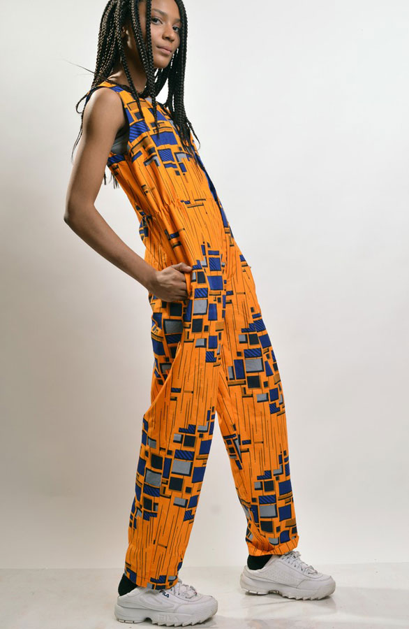 african print sleeveless jumpsuit