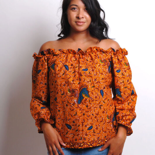 african off shoulder top with long sleeves