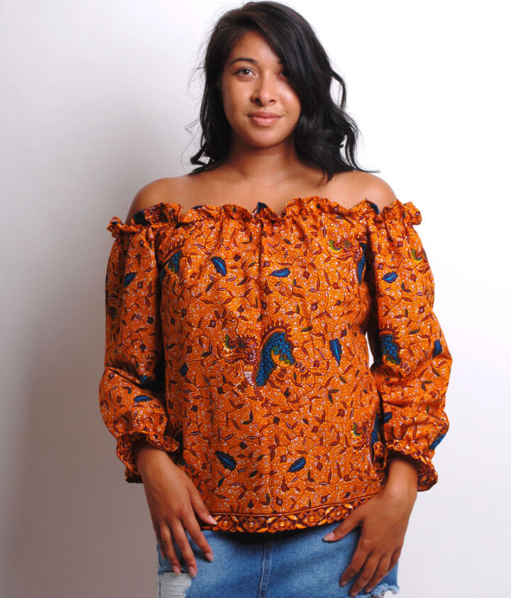 african off shoulder top with long sleeves