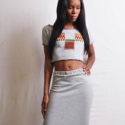 jersey skirt and crop top set with kente patches