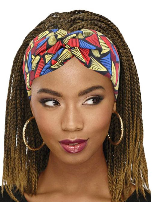 stretch african print headband twisted on the front