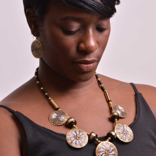 woven brass necklace & earrings set