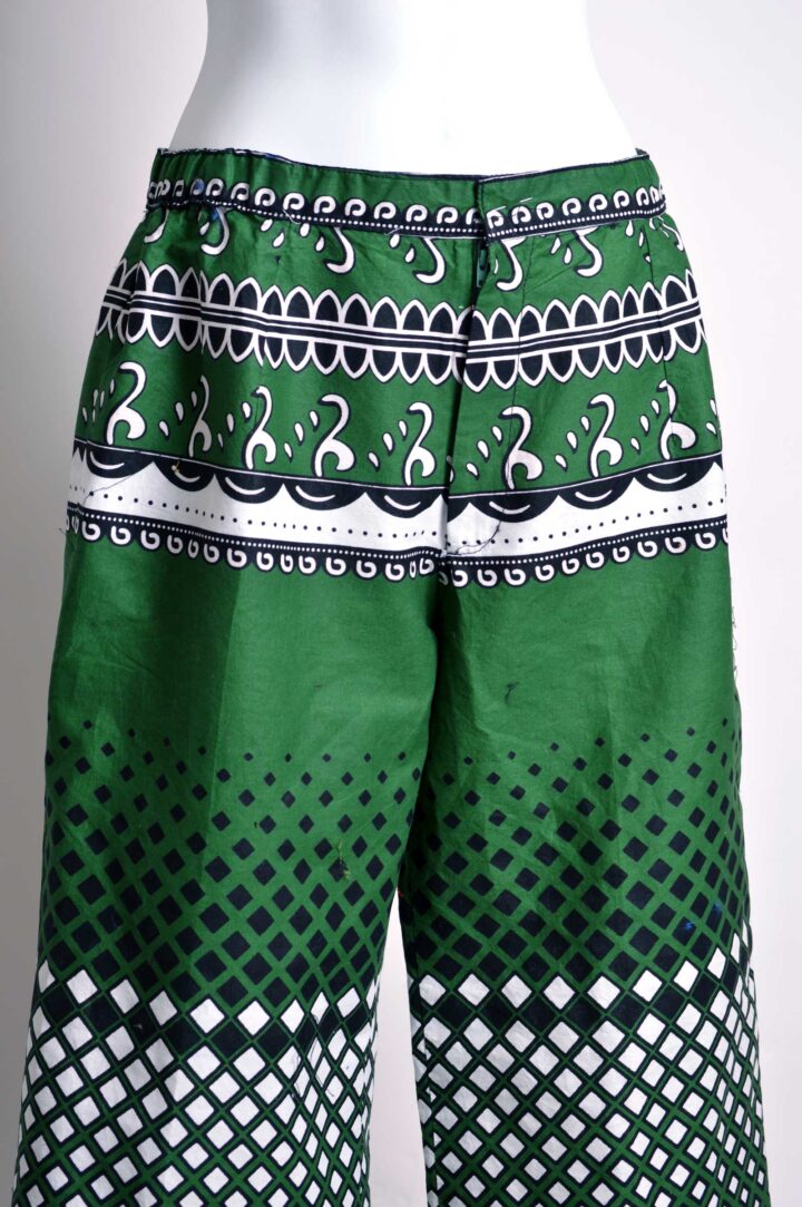 green ankara pants detail