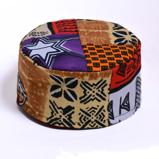 patchwork african kufi made of ankara fabric pieces