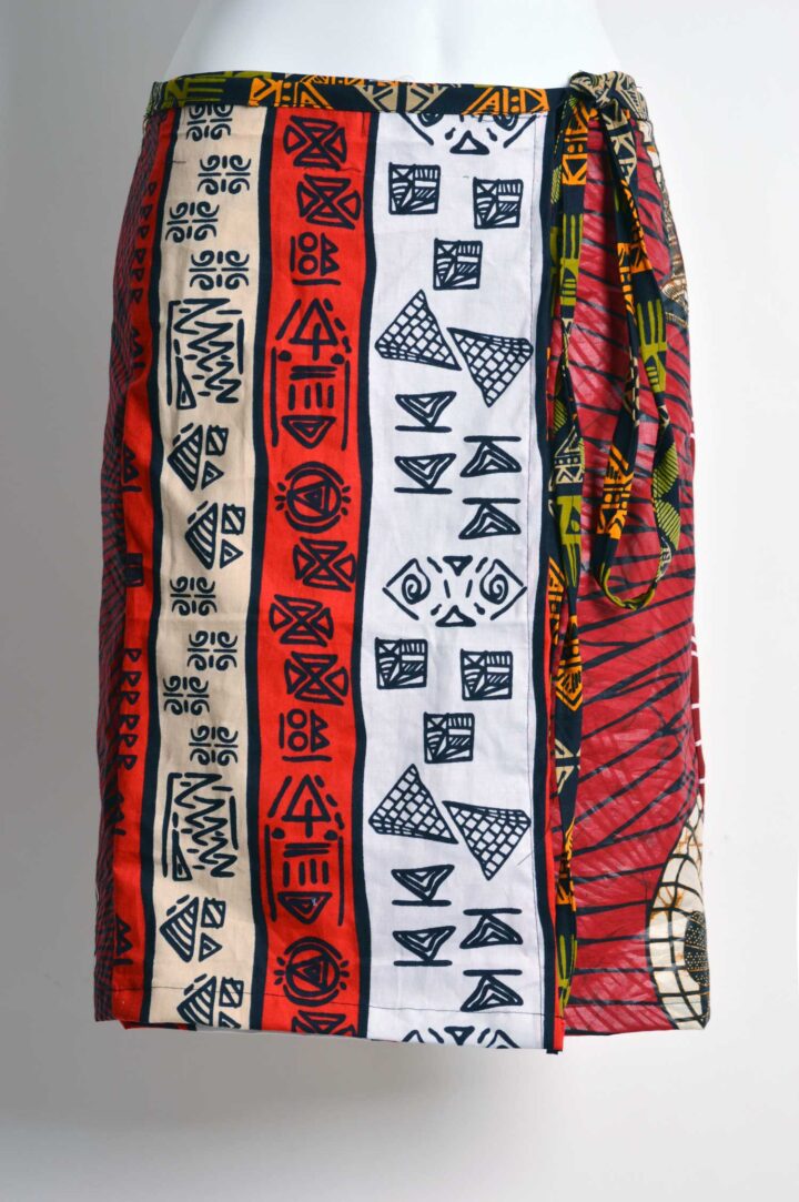 patchwork ankara wrap midi skirt