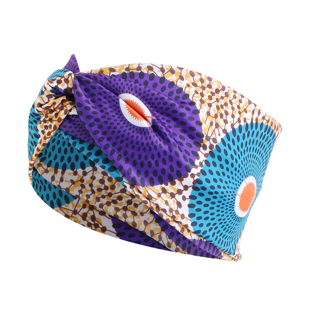 stretch ankara blue and purple circles stretch headband