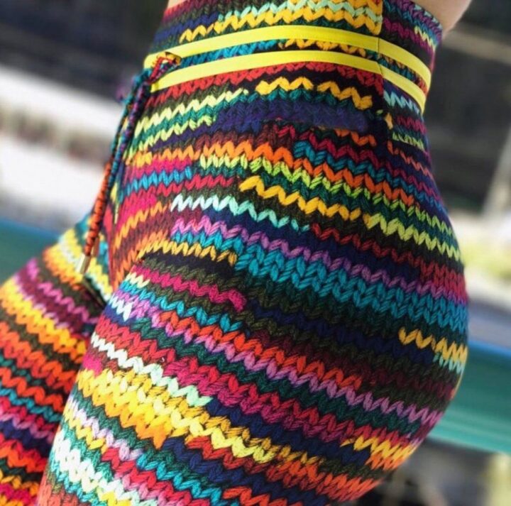 women knit multi colored push up leggings