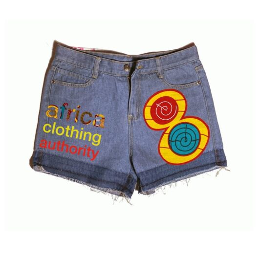 jeans shorts with ankara patch and graphics