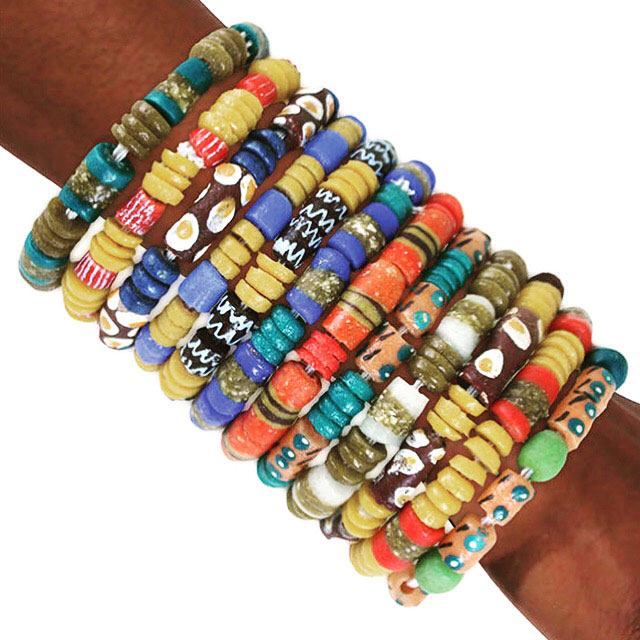 set of beaded african bracelets