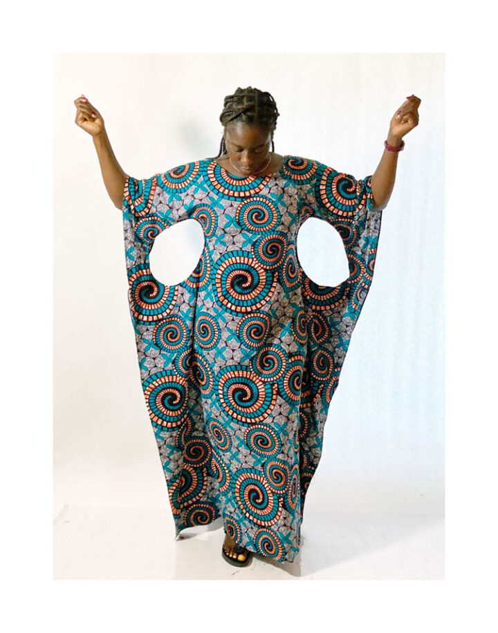 ankara kaftan with wide sleeves and holes under the sleeves